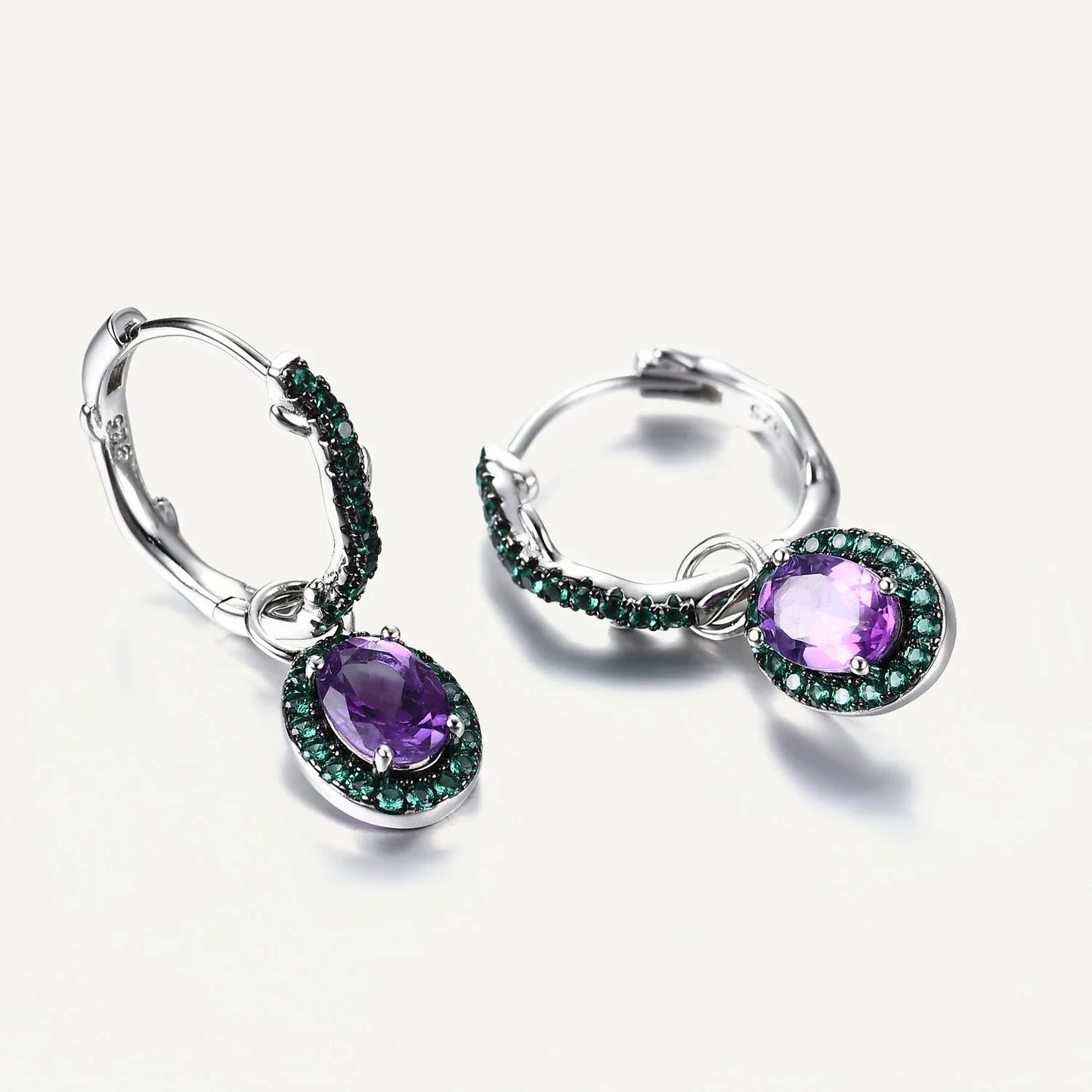 Christmas Design Amethyst Brambles Gemstone Earrings Sets For Women Solid 925 Sterling Silver