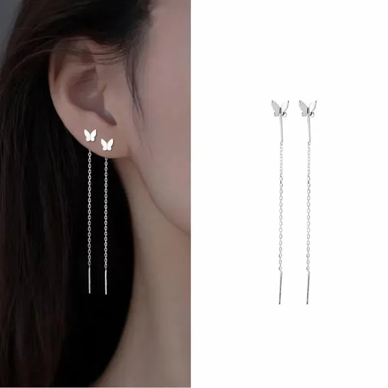 French Luxury Sweet Romantic Long Zircon Tassel Twisted Earrings for Women Jewelry Gift