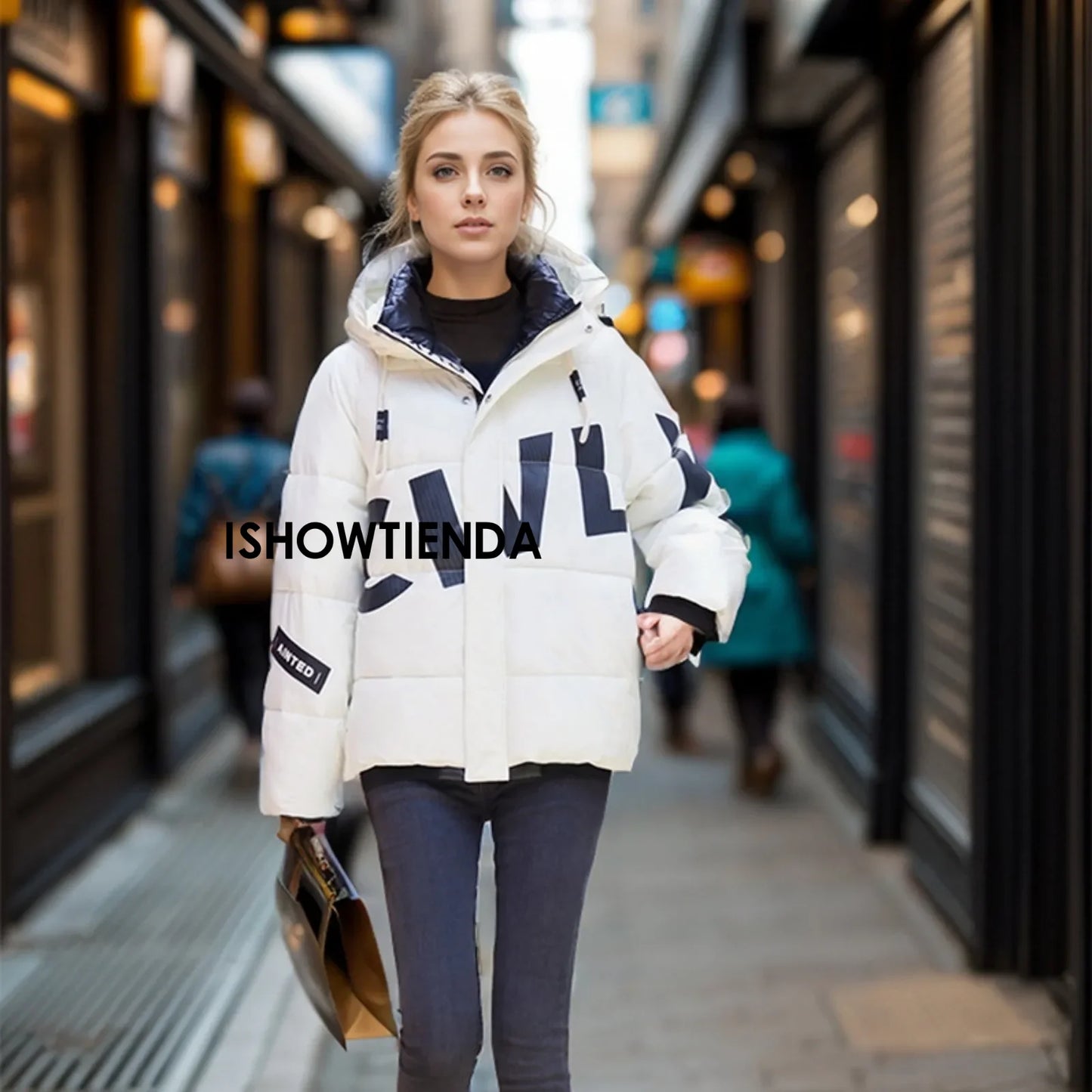 Thicken Jacket Letter Graphic Women Winter Coat Unisex Oversize Parkas Jacket  Coat Warm Baggy Casual Jackets Female Y2k