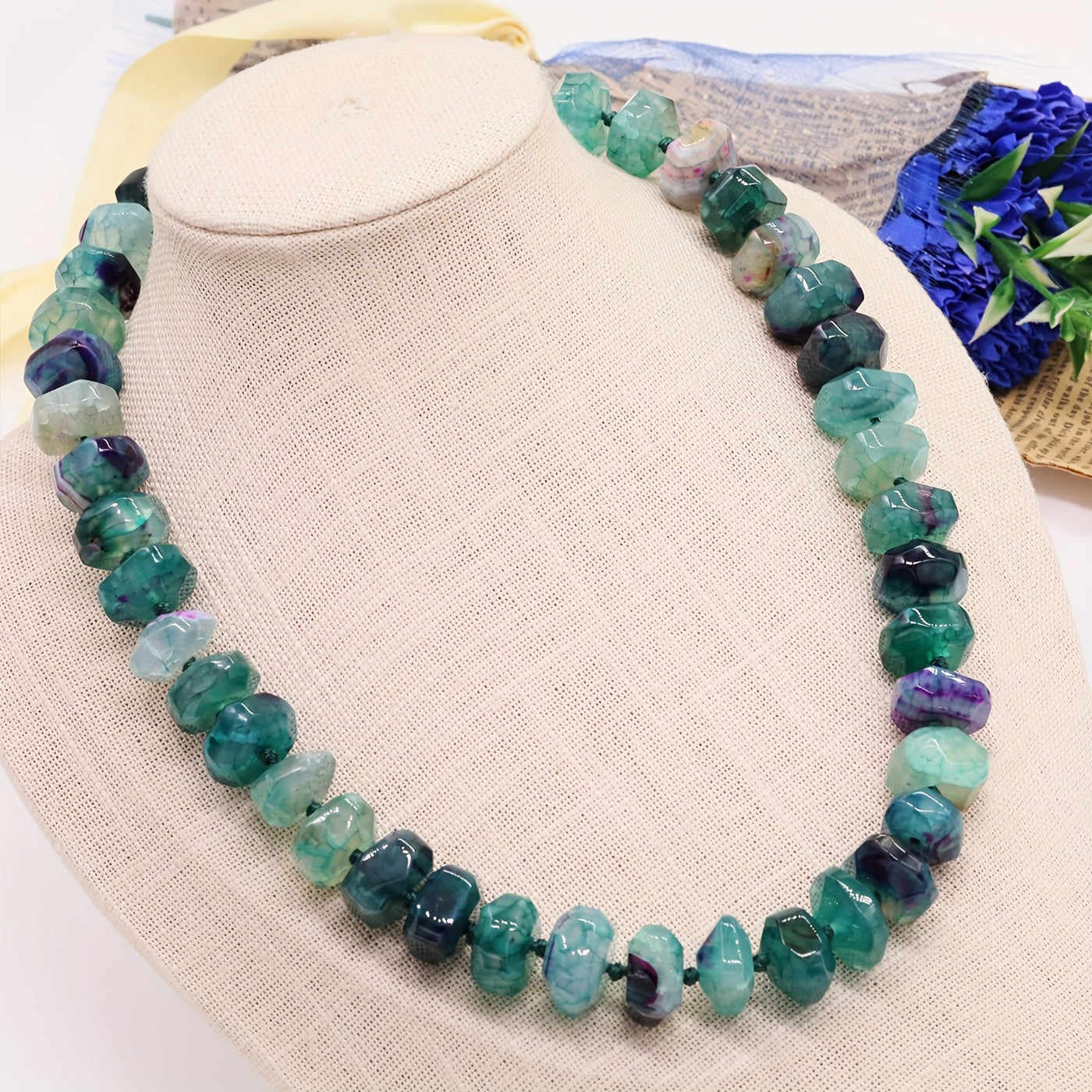 [Bohemian Gemstone Necklace] Bohemian & Elegant Women's Extra Long 20.5" Necklace | Natural Green Gemstone Jewelry, Handmade with Gift Box for Everyday, Wedding, Party, Valentine's Day - Year-Round Luxury Necklace