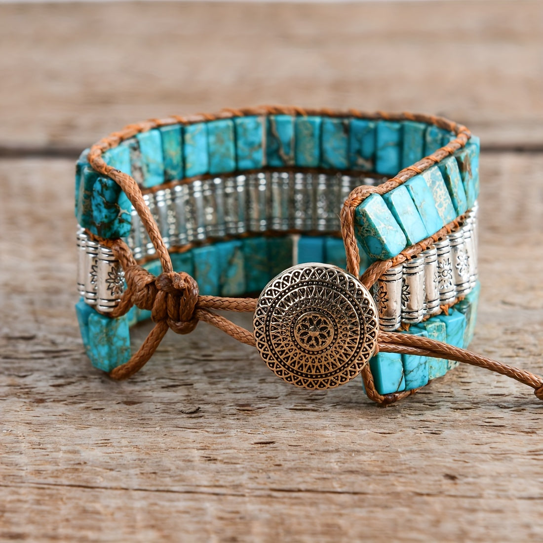 1pc Boho Style Bracelets Made Of Natural Stone Symbol Of Nature And History Suitable For Men And Women Adjustable Jewelry