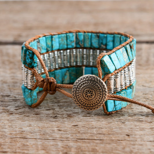 1pc Boho Style Bracelets Made Of Natural Stone Symbol Of Nature And History Suitable For Men And Women Adjustable Jewelry