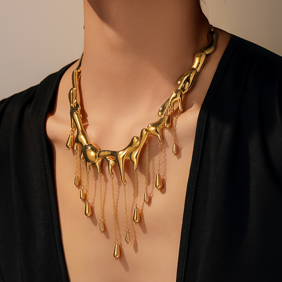1pc Women'S Boho Sexy Tassel Pendant Necklace, Zinc Alloy, Long Chain, No Stone, for Party and Banquet Occasion