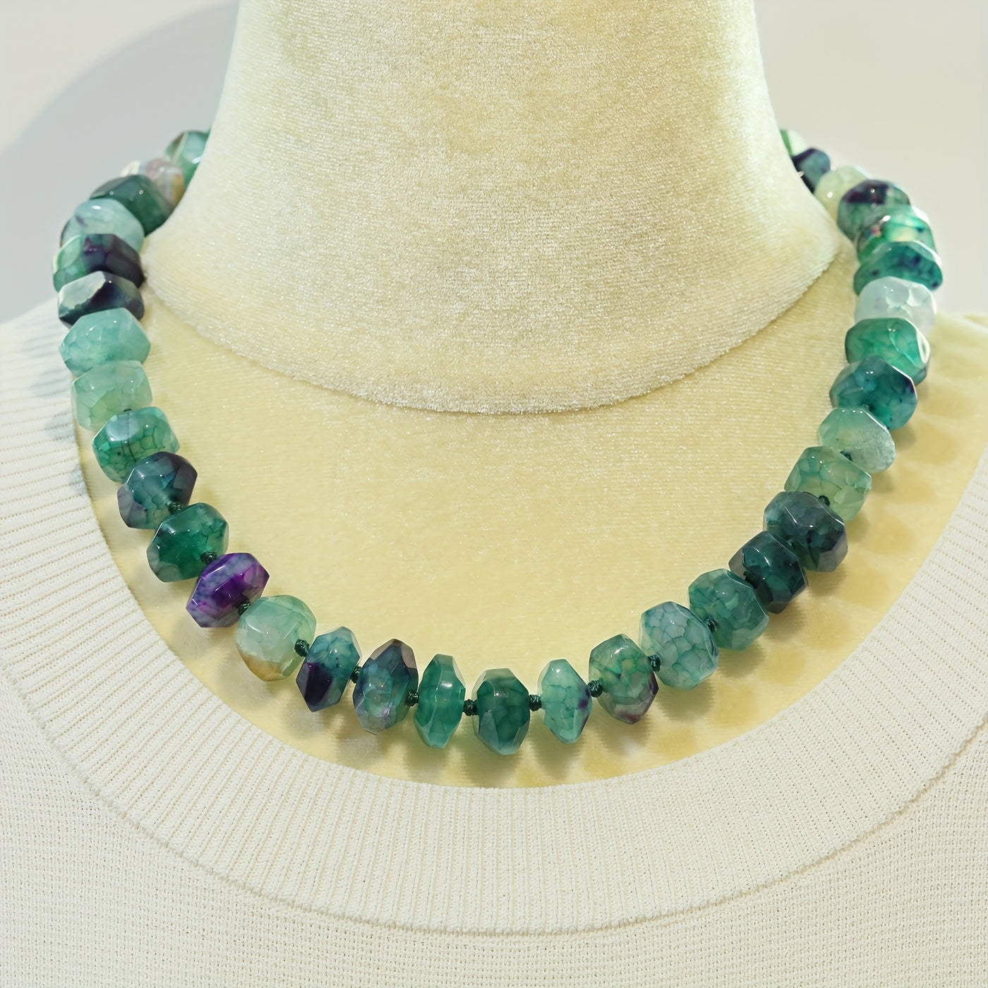 [Bohemian Gemstone Necklace] Bohemian & Elegant Women's Extra Long 20.5" Necklace | Natural Green Gemstone Jewelry, Handmade with Gift Box for Everyday, Wedding, Party, Valentine's Day - Year-Round Luxury Necklace