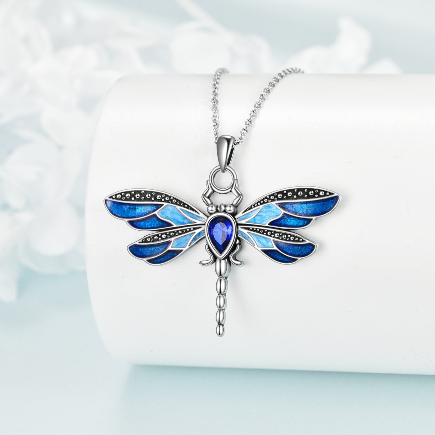 925 sterling Silvery dragonfly pendant necklace inlaid with Synthetic Zirconia birthday gifts for women