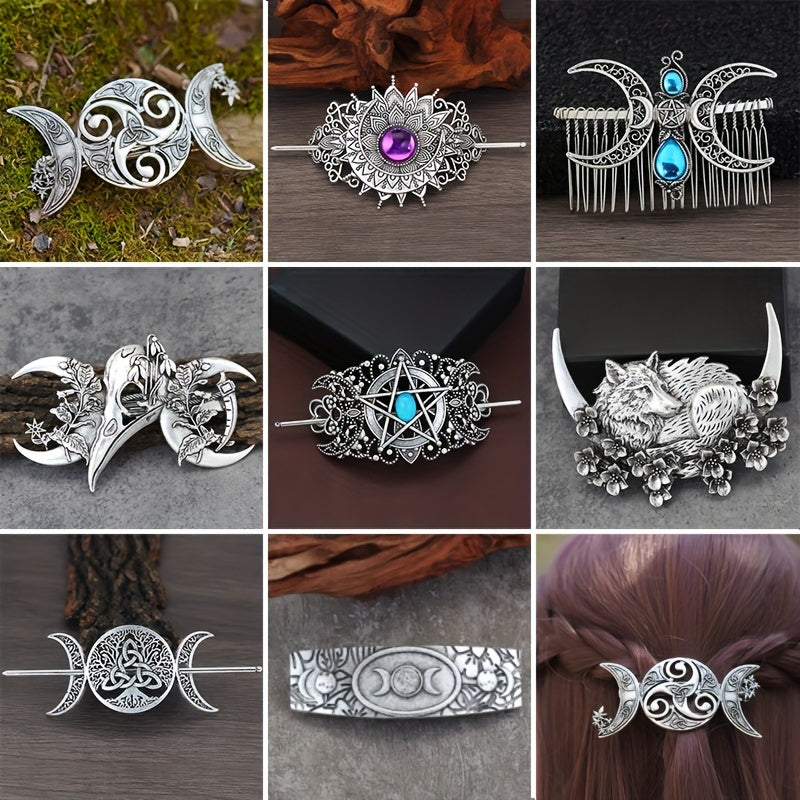 [Vintage Viking Hairpins] 9pcs Vintage Viking Hairpins | Celtic Hair Accessories, Mystical Fairy Headdress Jewelry Gift for Women