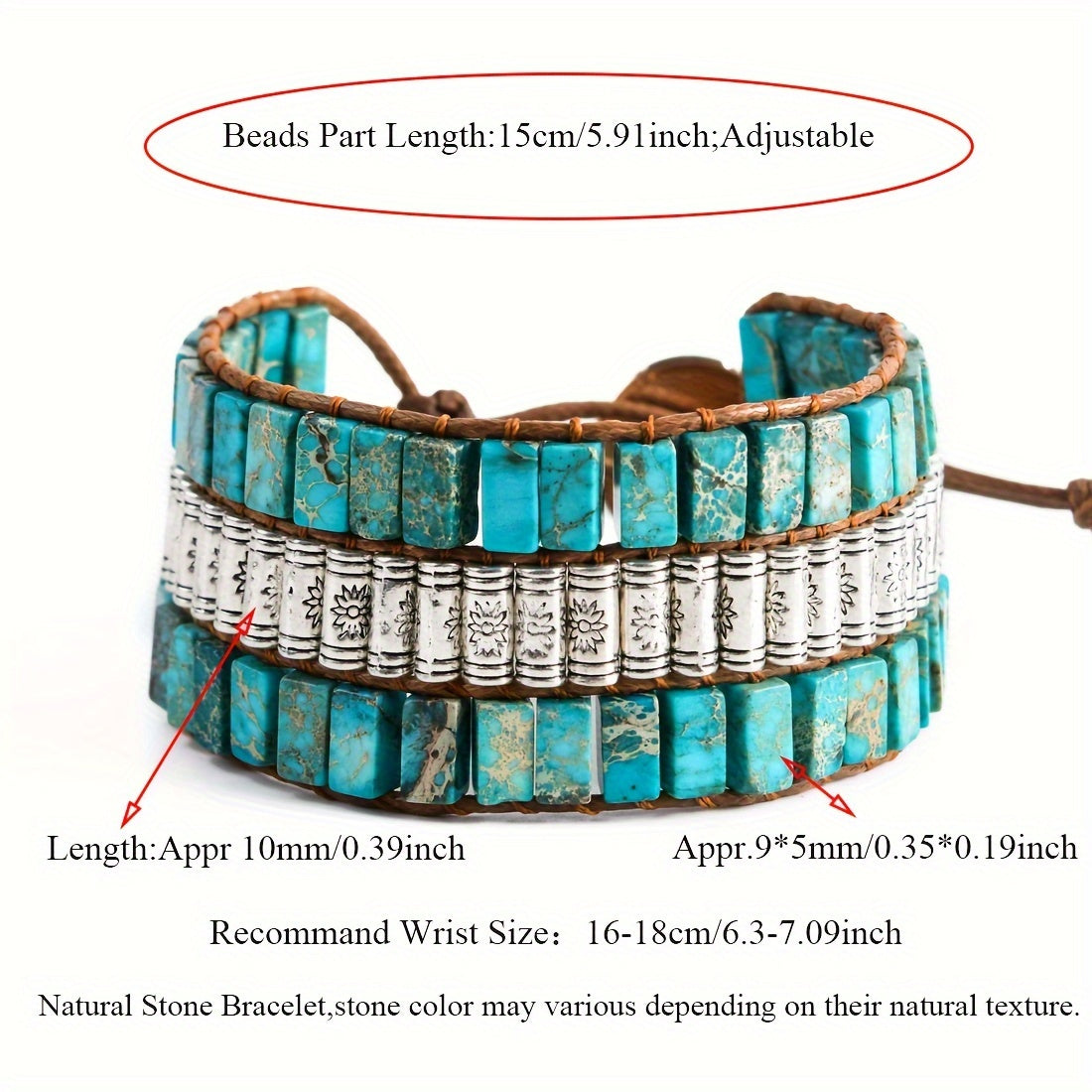 1pc Boho Style Bracelets Made Of Natural Stone Symbol Of Nature And History Suitable For Men And Women Adjustable Jewelry