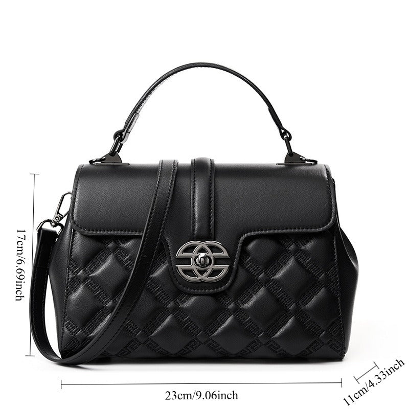 Women'S Genuine Leather Crossbody Bag - Large Capacity Handbag with Golden-Tone Hardware, Golden-Tone Buckle Closure & Golden-Tone Hardware, Elegant Shoulder Purse For Commuting, Daily Use, Versatile Design, Durable Construct