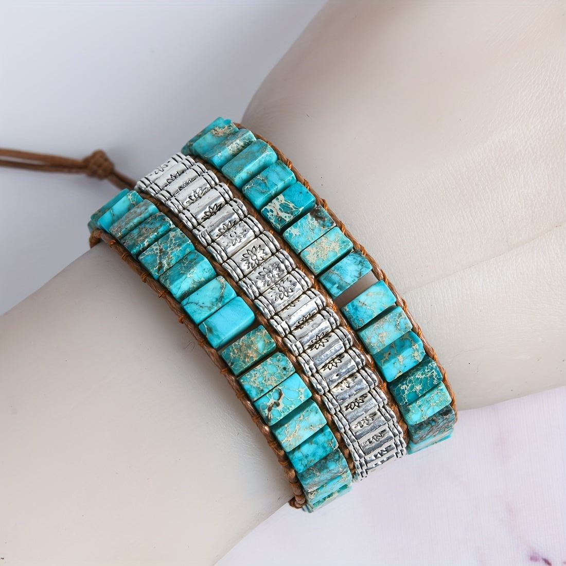 1pc Boho Style Bracelets Made Of Natural Stone Symbol Of Nature And History Suitable For Men And Women Adjustable Jewelry
