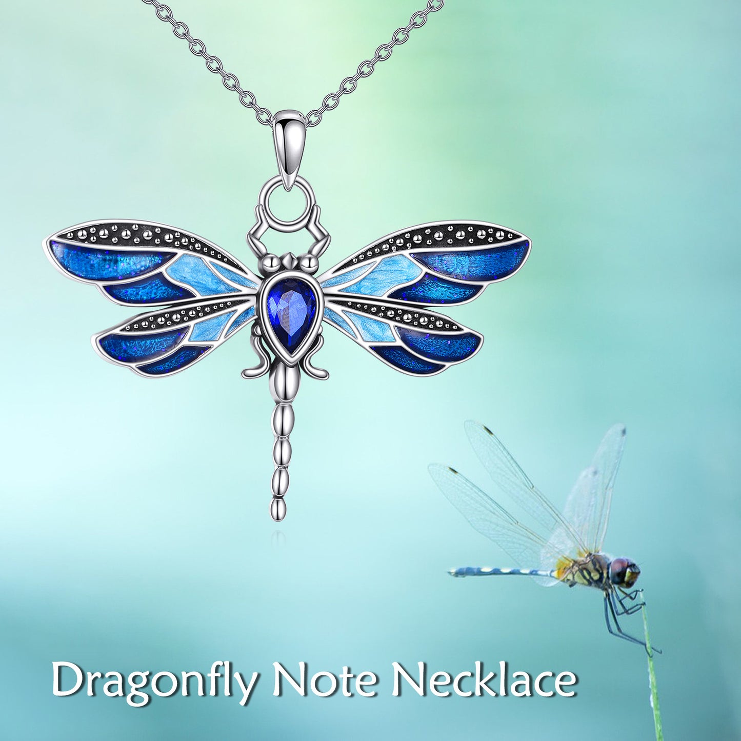 925 sterling Silvery dragonfly pendant necklace inlaid with Synthetic Zirconia birthday gifts for women