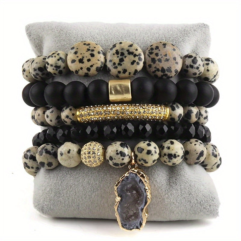 5 Piece Bohemian Chic Beaded Stackable Stretch Bracelet Set - Handmade Hand-Stringed Jewelry Decoration With Boho Style Beads Bracelet, Fashion Boho Bracelet Jewelry Perfect For Bohemian Fashion Lovers Christmas