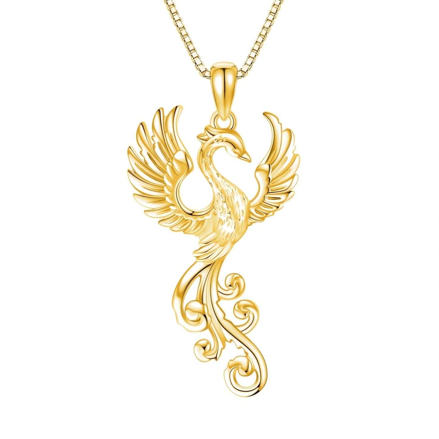 \ Elegant Vintage Phoenix Pendant Necklace, 14K Golden Plated, 925 Sterling Silvery Bird Charm Jewelry for Women, Ideal for Daily Wear & Gifting, Christmas Gift Item, Vintage Style,14K Golden Plated