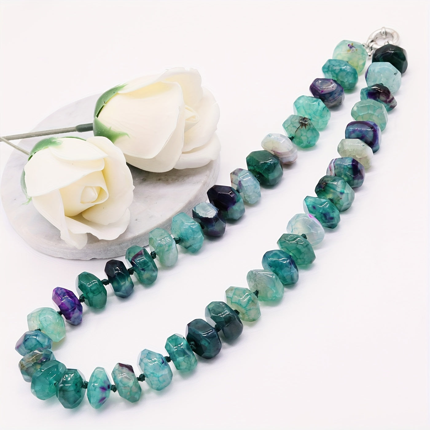[Bohemian Gemstone Necklace] Bohemian & Elegant Women's Extra Long 20.5" Necklace | Natural Green Gemstone Jewelry, Handmade with Gift Box for Everyday, Wedding, Party, Valentine's Day - Year-Round Luxury Necklace