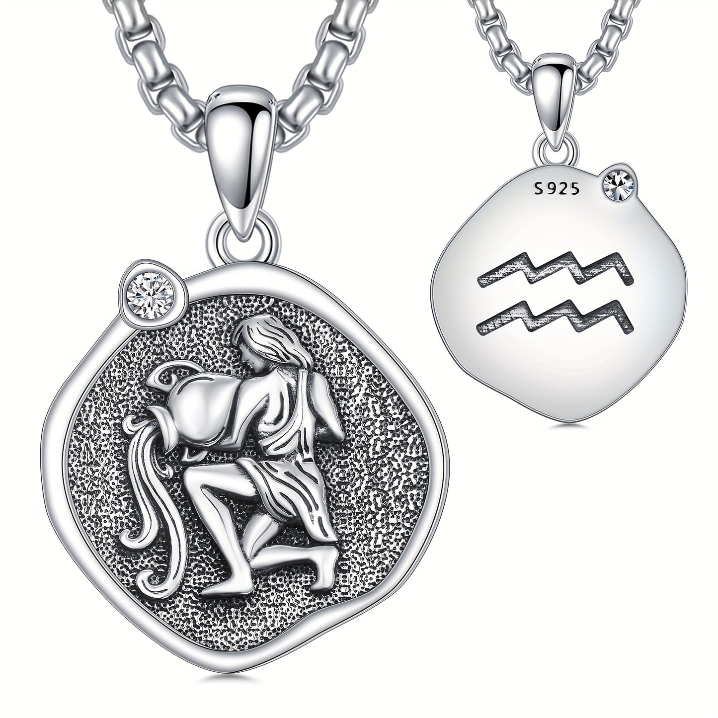 [Zodiac Constellation Necklace] 925 Sterling Silver Zodiac Constellation Pendant Necklace - Astrology Horoscope Jewelry Gifts For Women Men