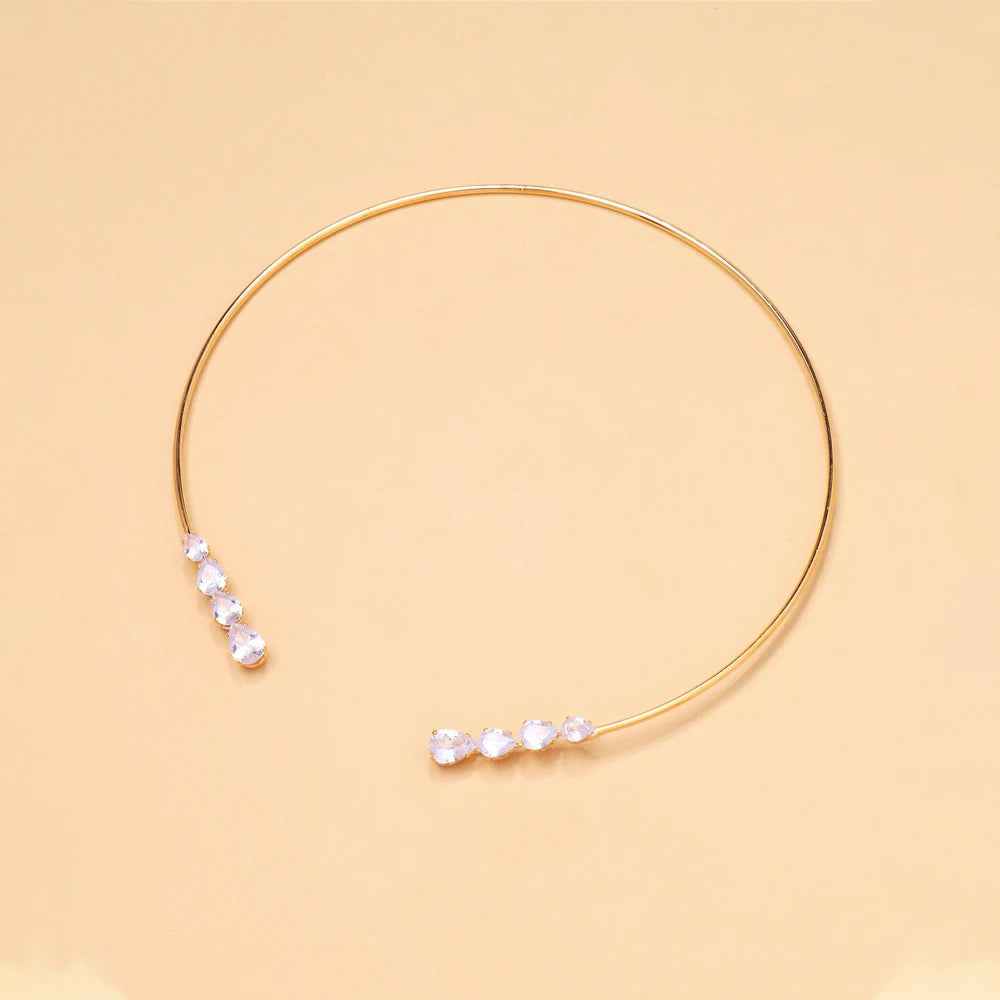Water Drop Choker Necklace Women Bling Neck Prom Accessories Rhinestone Fashion Sparkly Jewelry Collar