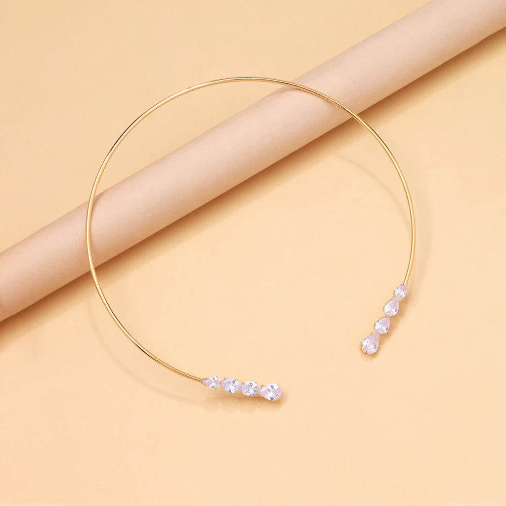 Water Drop Choker Necklace Women Bling Neck Prom Accessories Rhinestone Fashion Sparkly Jewelry Collar
