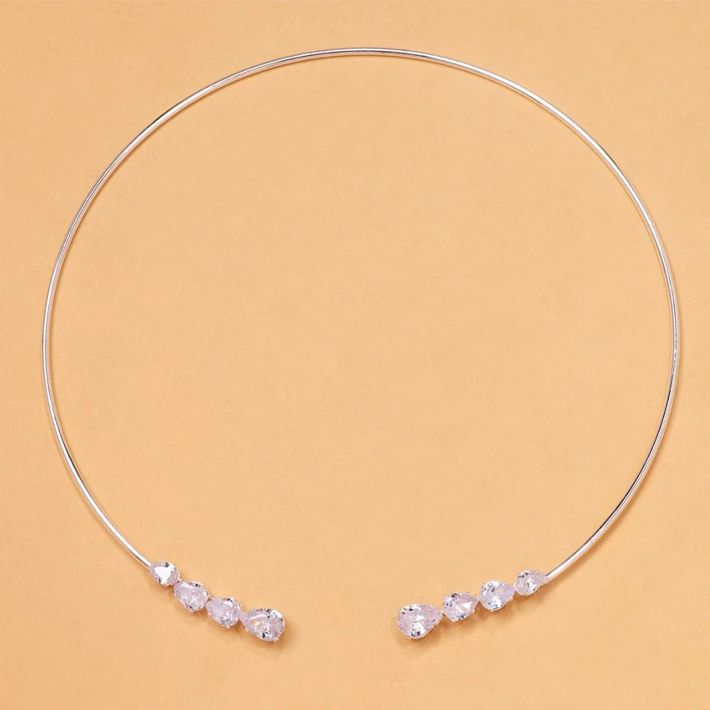 Water Drop Choker Necklace Women Bling Neck Prom Accessories Rhinestone Fashion Sparkly Jewelry Collar