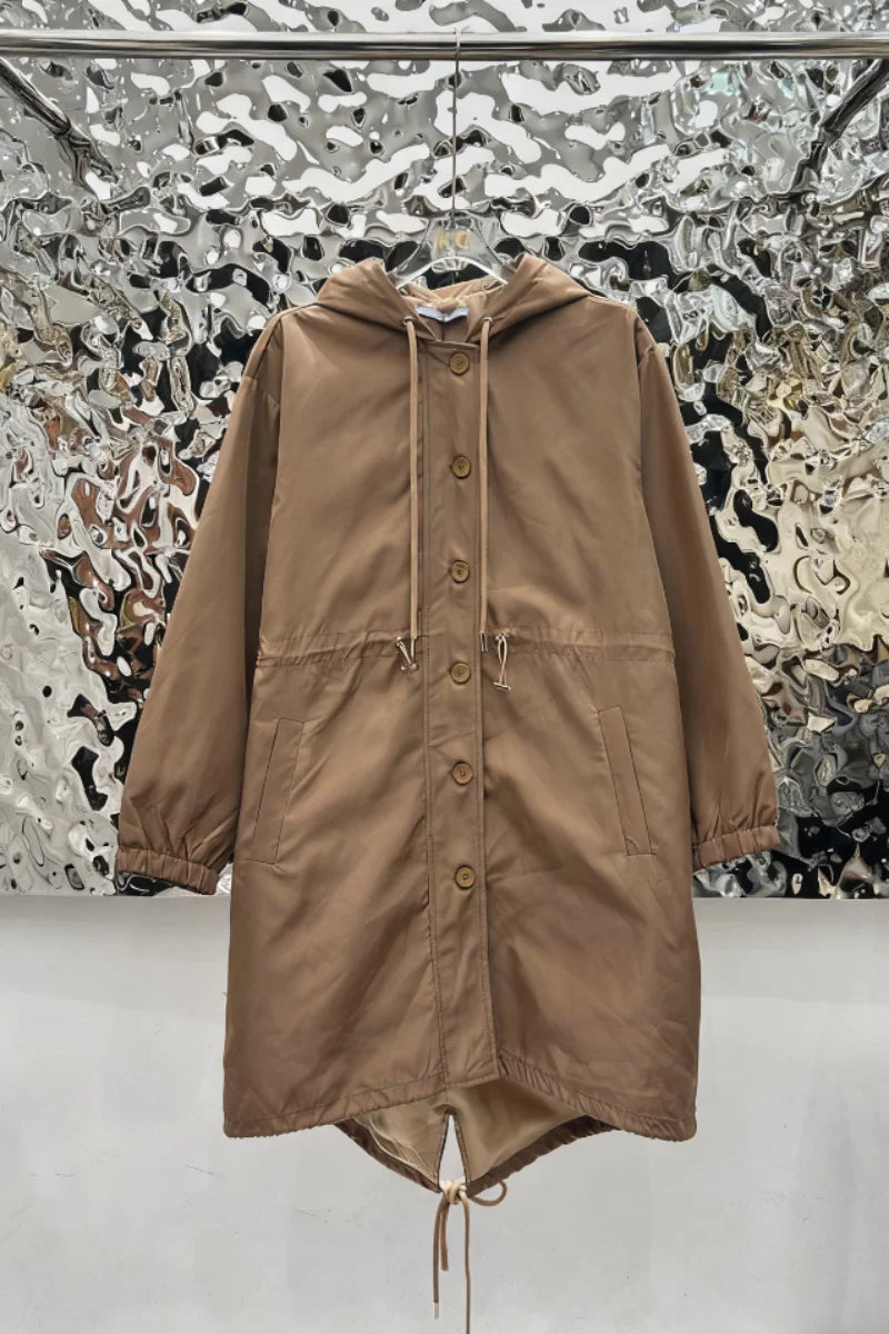 2025 Spring/Summer New Style Fashion Loose-Fitting Casual Collared Windbreaker Coat - Mid-Length Slim-Fitting Top