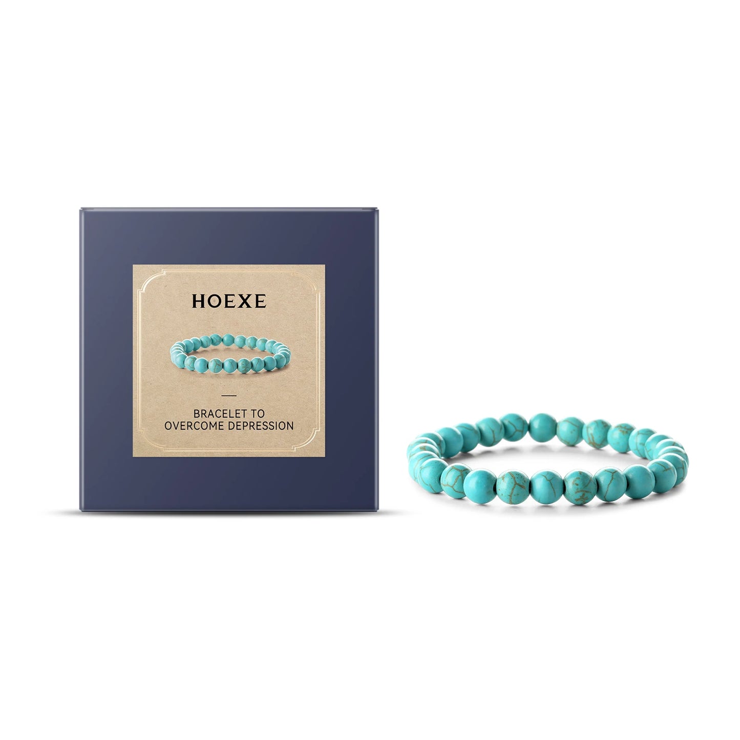 Hoexe 1pc Turquoise Beaded Bracelets Natural Stone Healing Crystal Jewelry Relieve Stress Fatigue Yoga Turquoise Bracelets