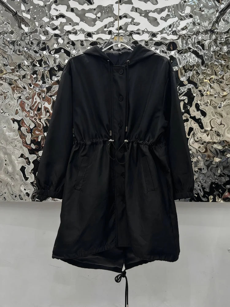 2025 Spring/Summer New Style Fashion Loose-Fitting Casual Collared Windbreaker Coat - Mid-Length Slim-Fitting Top