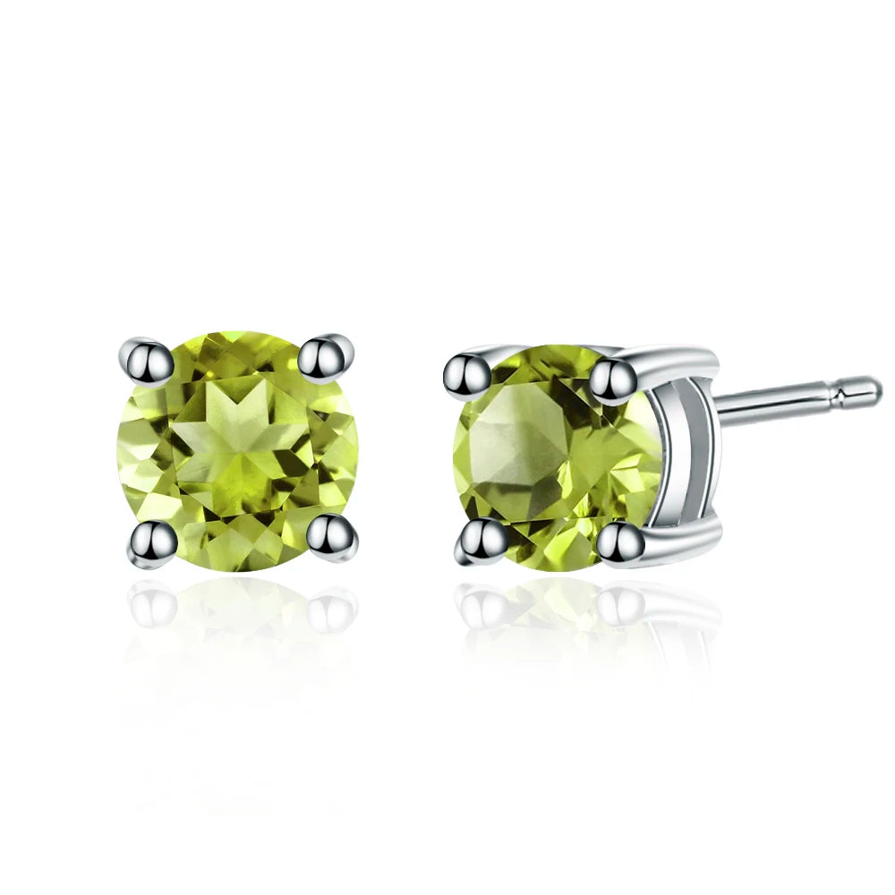 5mm 1.28Ct Round Natural Red Garnet Gemstone Stud Earrings Genuine 925 Sterling Silver Fashion Jewelry for Women