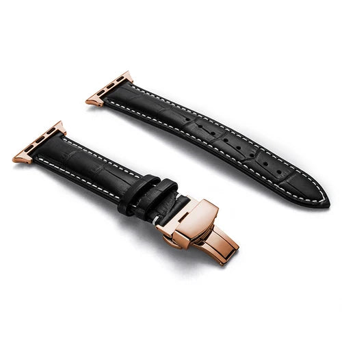 Strap For Apple watch band 44mm 40mm Butterfly buckle correa Iwatch 42mm 38mm Leather bracelet apple watch serie 6 5 4 3 2 SE 44