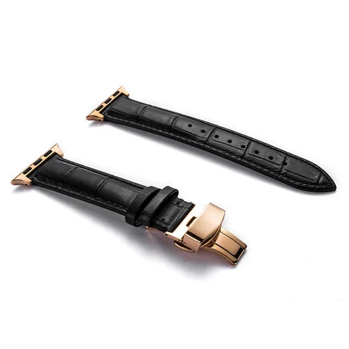 Strap For Apple watch band 44mm 40mm Butterfly buckle correa Iwatch 42mm 38mm Leather bracelet apple watch serie 6 5 4 3 2 SE 44