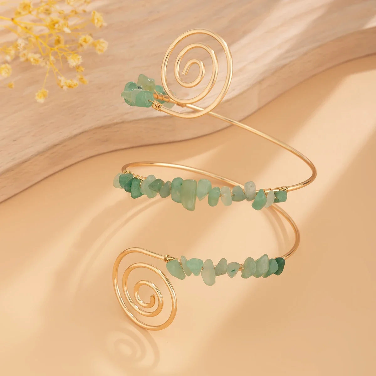 12 Colors Bohemian Stone Upper Armband Cuff Open Bangles for Women Tassel Long Chain Pendant Arm Body Bracelet Jewelry