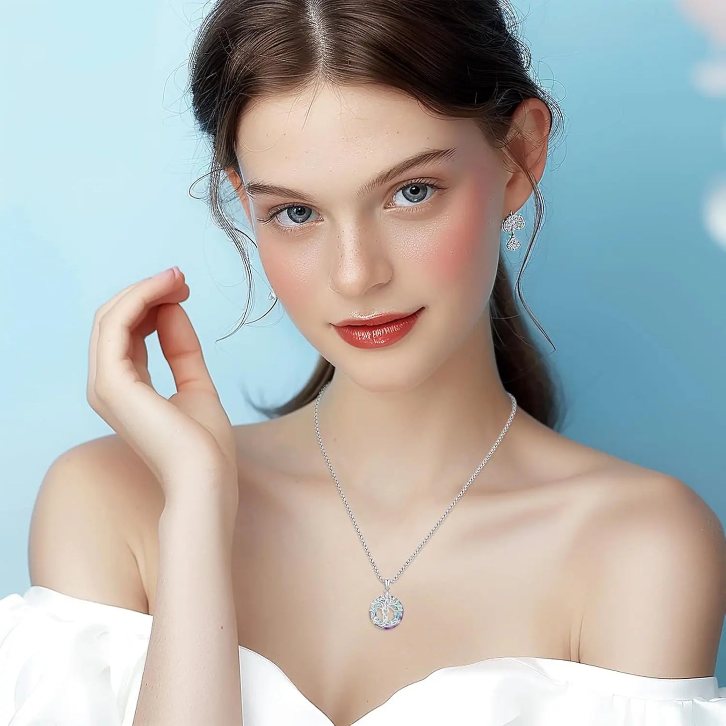 Tree of Life Necklace for Women 925 Sterling Silver Tree of Life Crystal Pendant Jewelry Gift For Graduation Birthday Christmas