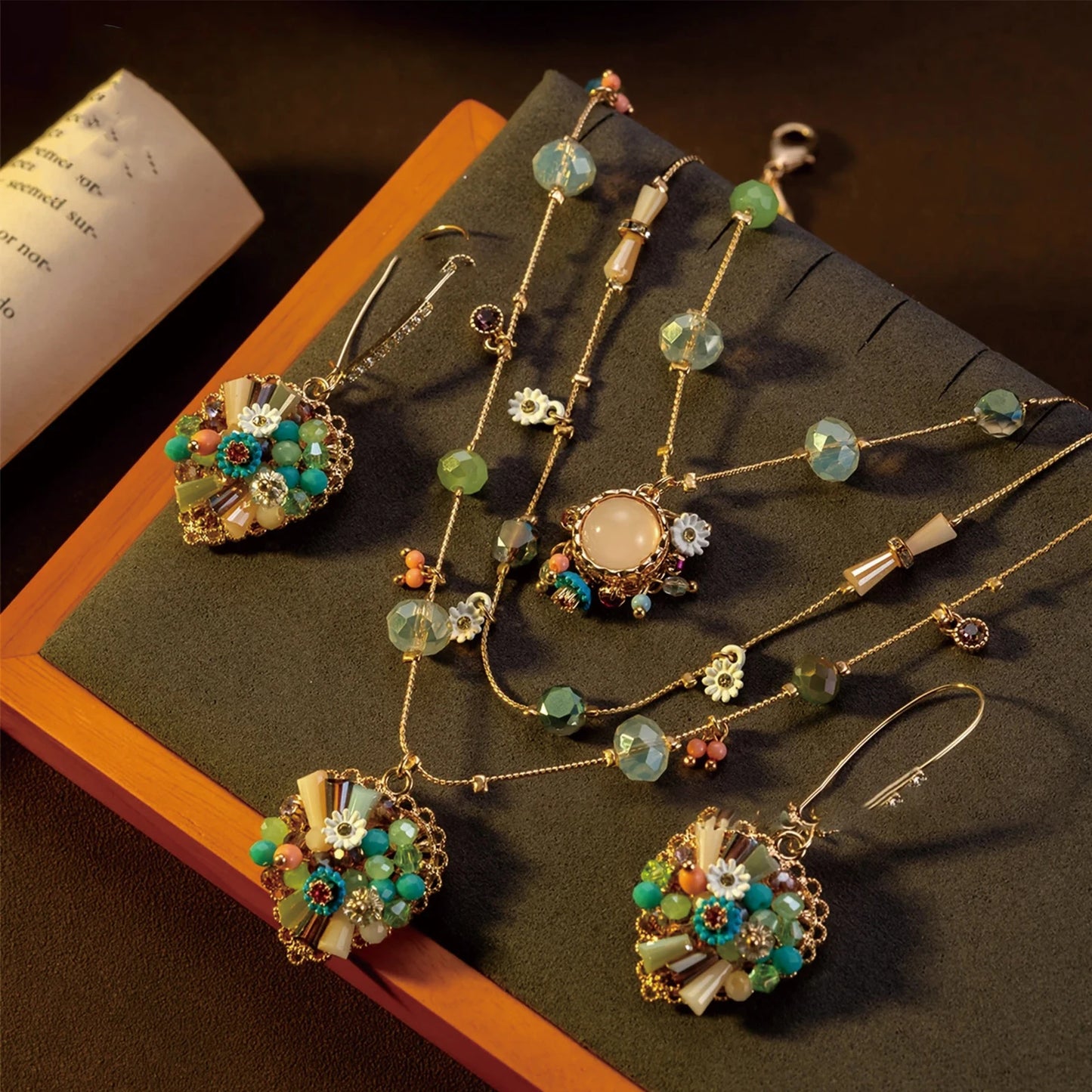 925 Silver, Multi-layer heart bead set, Bohemian style, pendant set with natural stones, gemstones, zirconia, crystals, pearls,