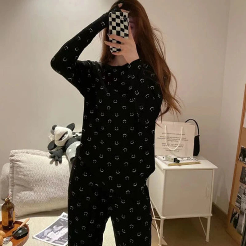 2 Piece New Girls Soft Skin Friendly Pajama Set Ladies Casual Sleep Homewear Set Women's Large Size Homewear