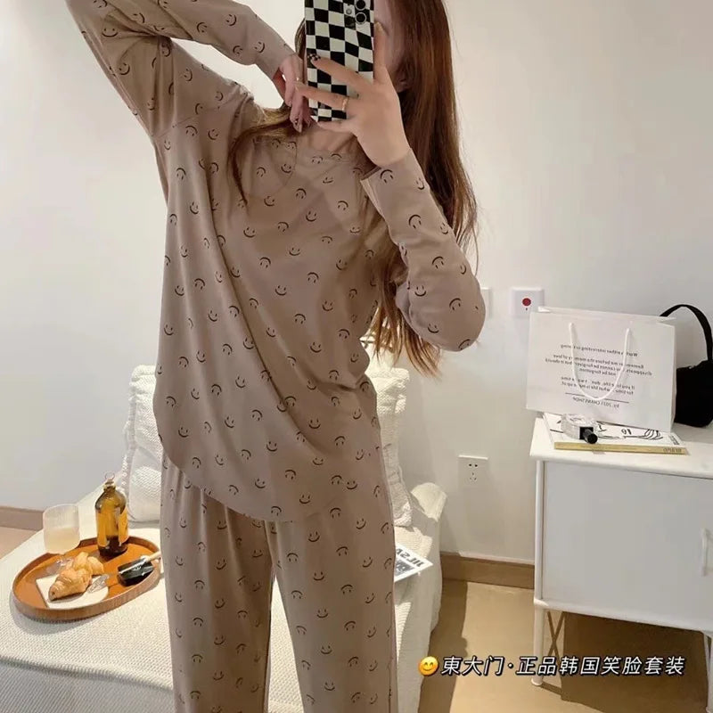 2 Piece New Girls Soft Skin Friendly Pajama Set Ladies Casual Sleep Homewear Set Women's Large Size Homewear