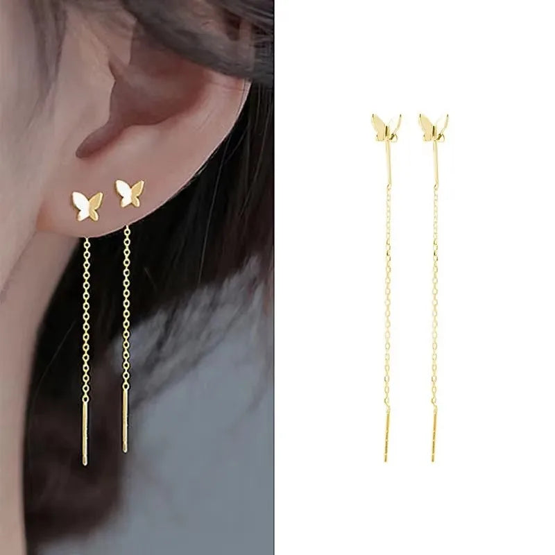 French Luxury Sweet Romantic Long Zircon Tassel Twisted Earrings for Women Jewelry Gift