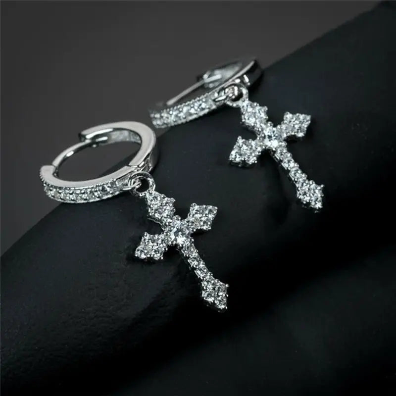 Classic Cross Point-Drill Crystal Exquisite White Color Earrings For Women Jewelry Gifts