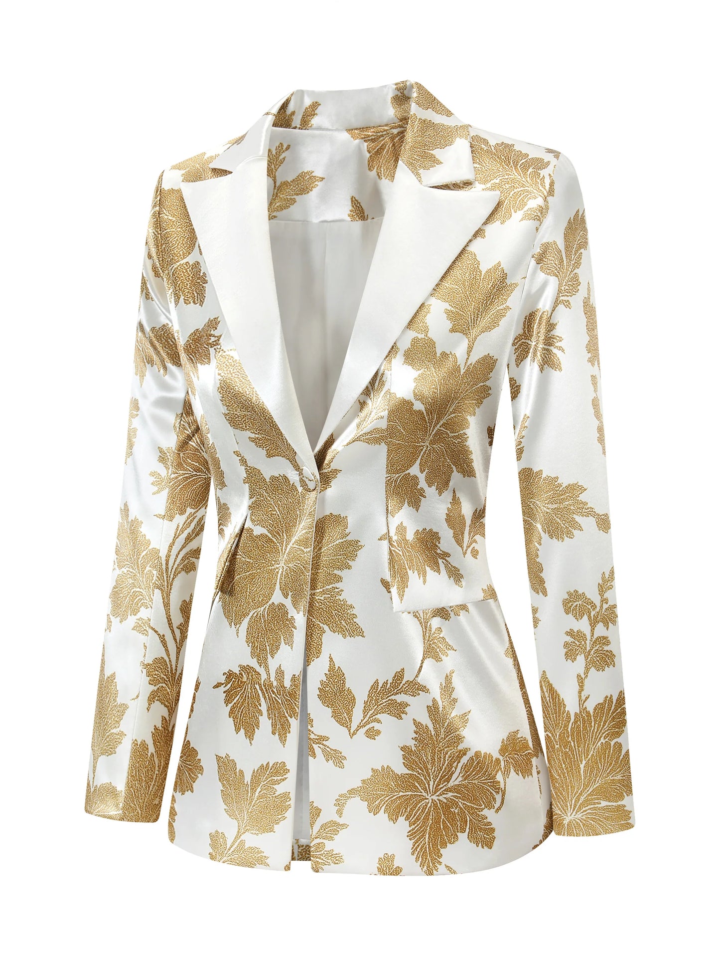 Elegant Fashion Casual Glamorous Long Blazer with Exquisite Print Design, No pockets Stylish Outerwear, Available in all seasons