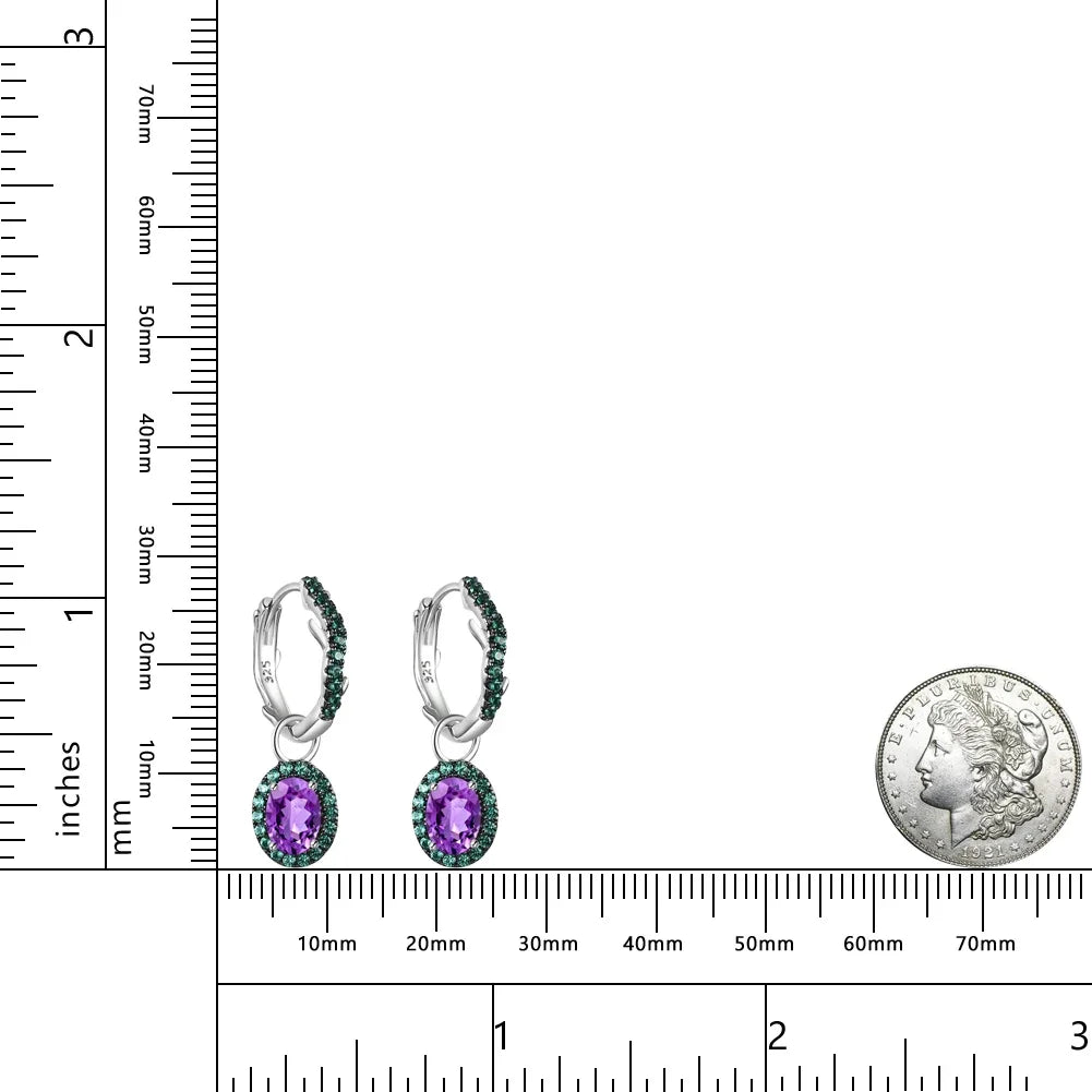 Christmas Design Amethyst Brambles Gemstone Earrings Sets For Women Solid 925 Sterling Silver