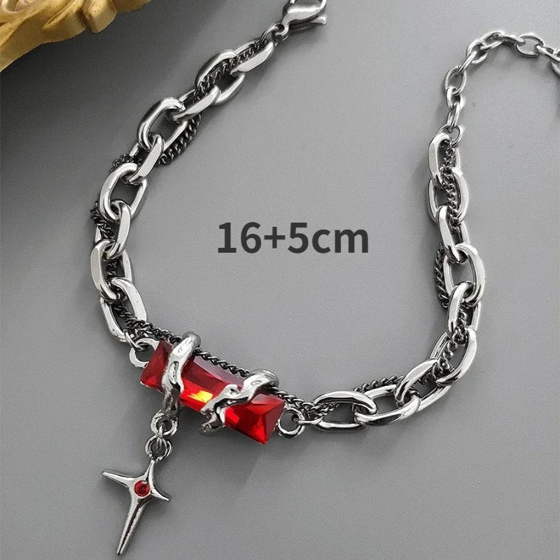 Retro Black Zircon Star Bracelet for Women Gifts Trend Titanium Steel Chain Jewelry