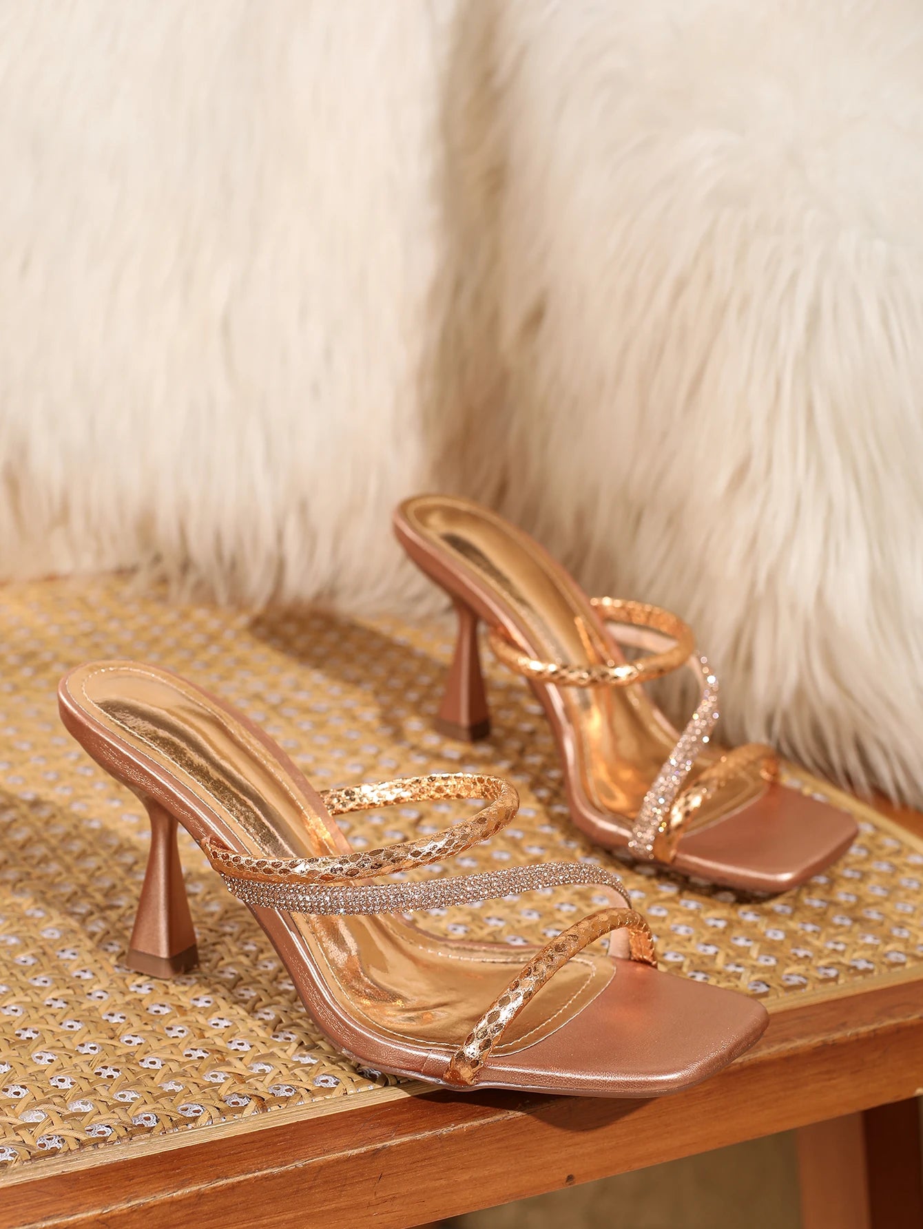 Women Rhinestone Sandals With prom Sexy Open Toe Square Elegant Summer Shoes