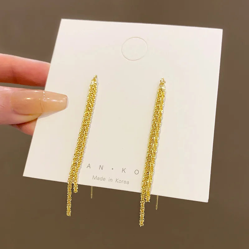 New Long Tassel Chain Dangle Earrings for Women Fashion Fine Earring  Luxury