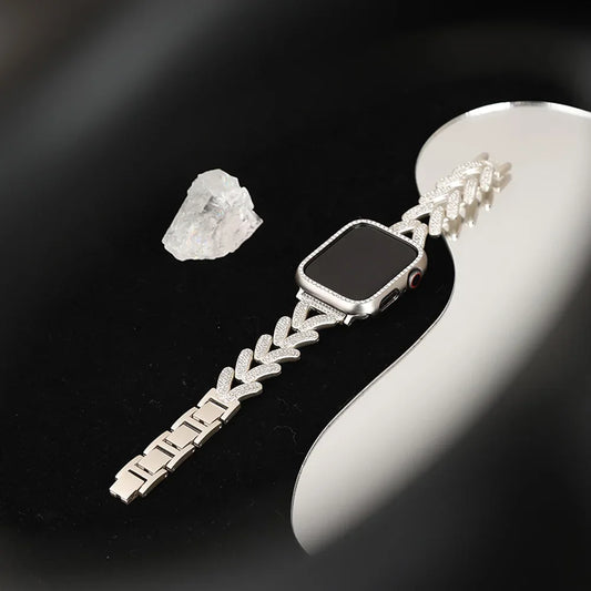 Diamond Metal Strap for Apple Watch 10 Band 46mm 42mm 45mm 40mm 41mm 44/49mm Women Belt Bracelet iWatch Series 9 8 7 Se 6 Ultra