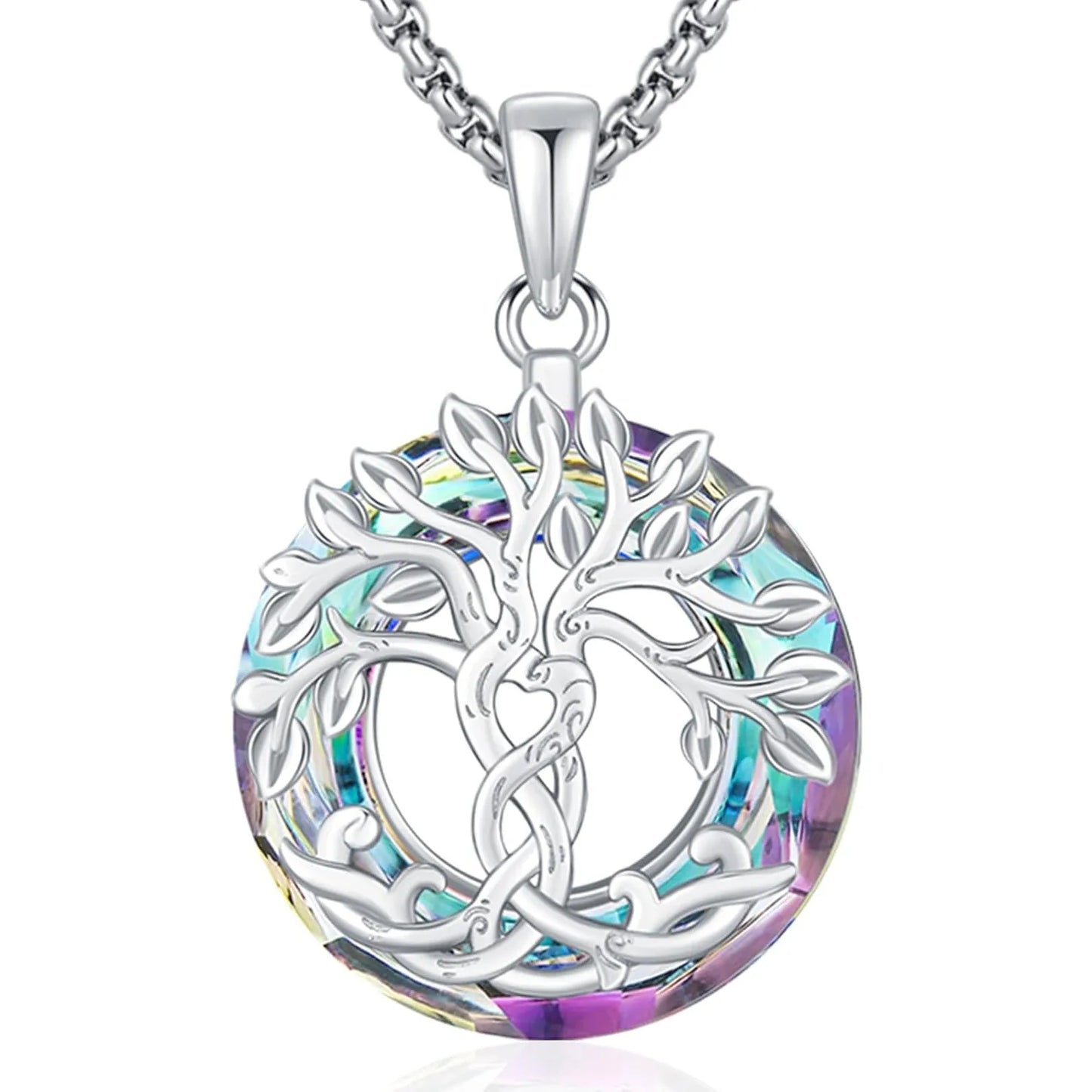 Tree of Life Necklace for Women 925 Sterling Silver Tree of Life Crystal Pendant Jewelry Gift For Graduation Birthday Christmas