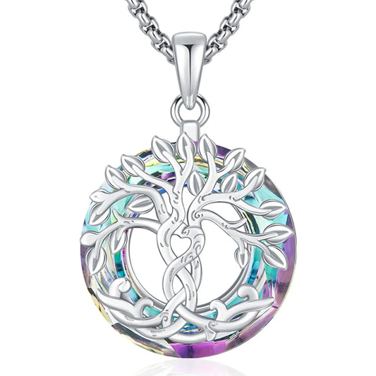 Tree of Life Necklace for Women 925 Sterling Silver Tree of Life Crystal Pendant Jewelry Gift For Graduation Birthday Christmas