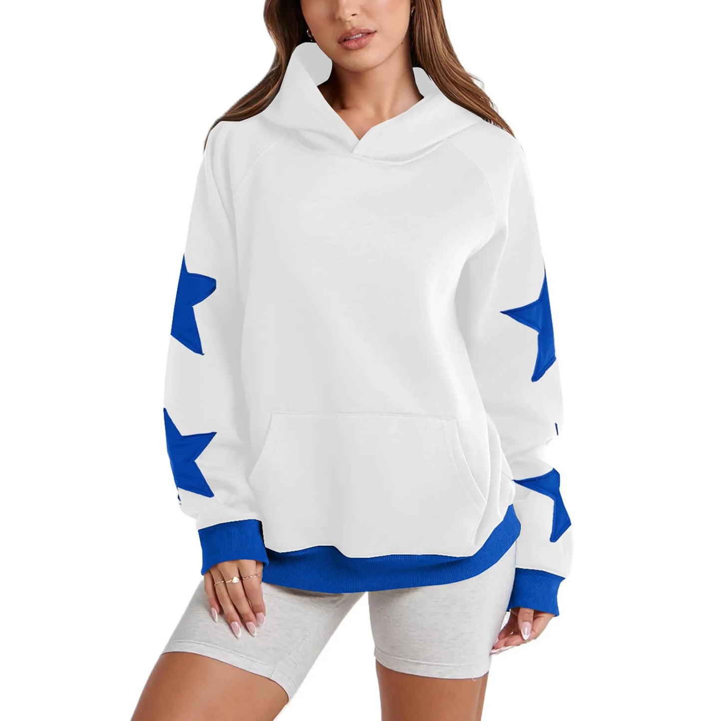 Y2k Vintage Star Print Hooded Hoodie For Women Casual Loose Long Sleeve Hooded Drawstring Sweatshirts Autumn Spring Coat Street