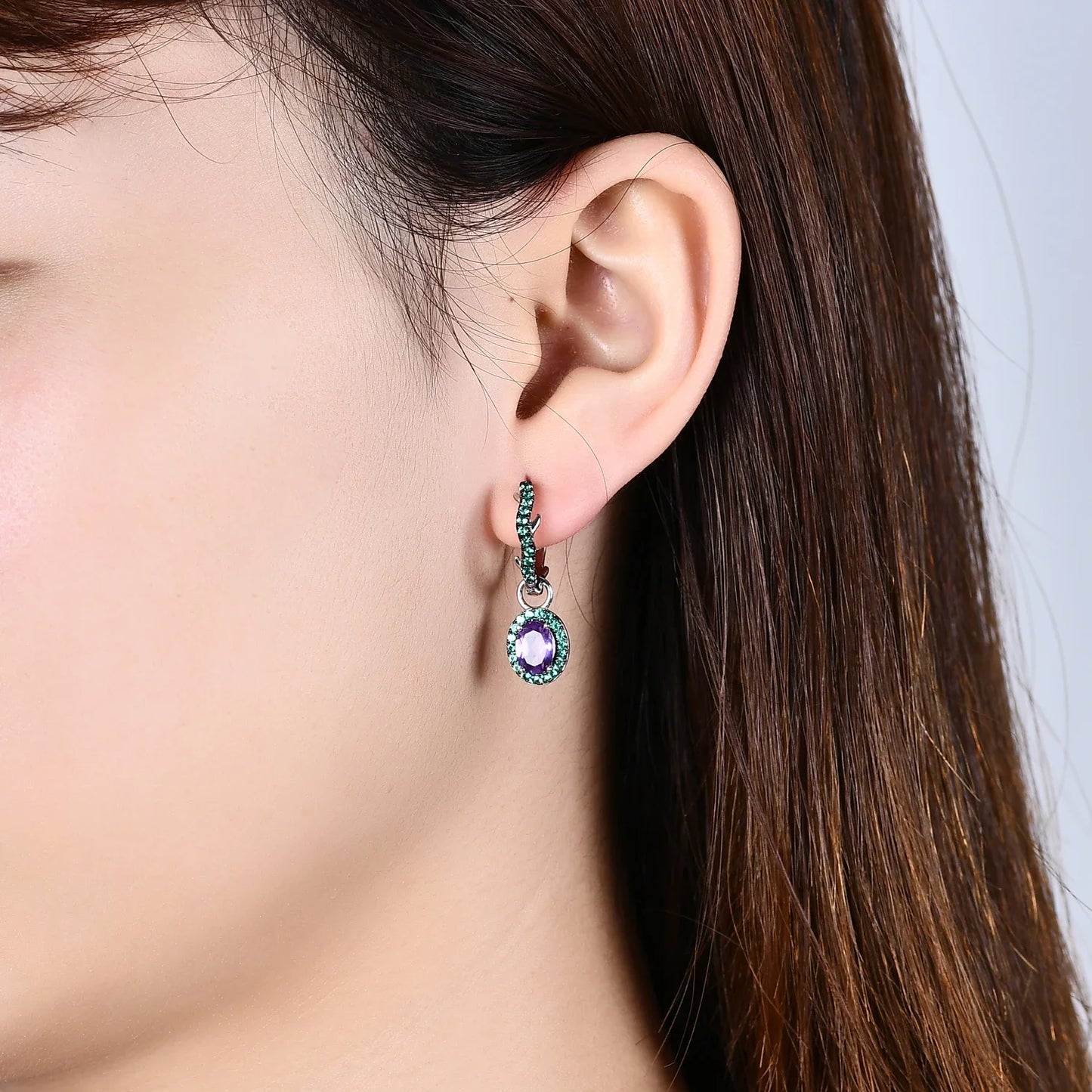 Christmas Design Amethyst Brambles Gemstone Earrings Sets For Women Solid 925 Sterling Silver