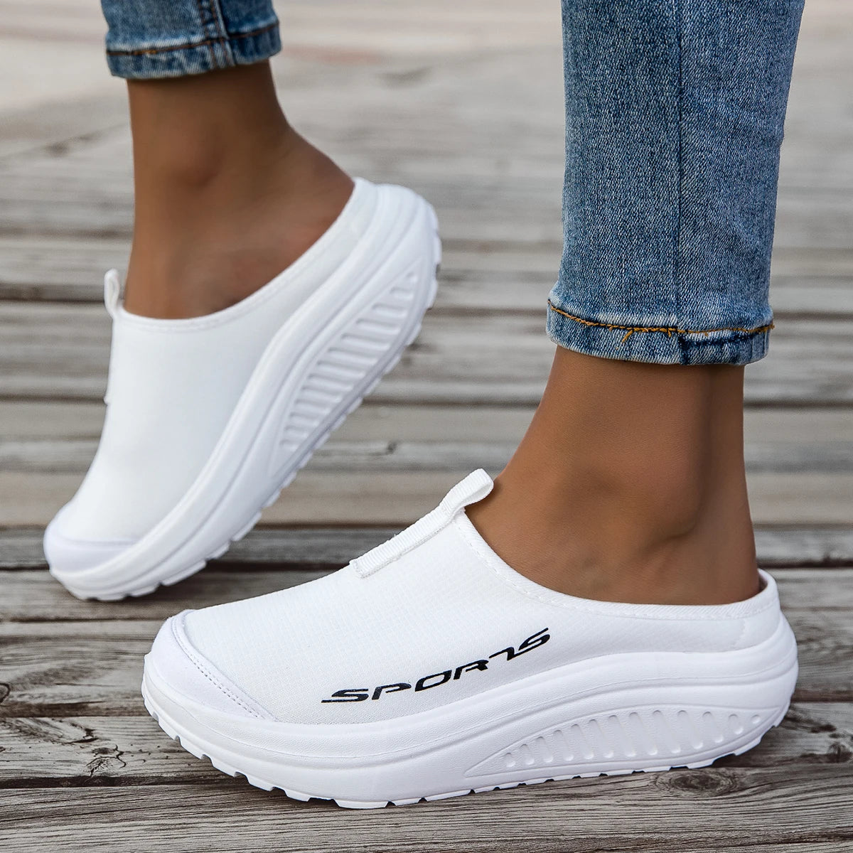 Summer women's one foot sports shoes breathable thin mesh lazy shoes toe cap half drag sandals women's style