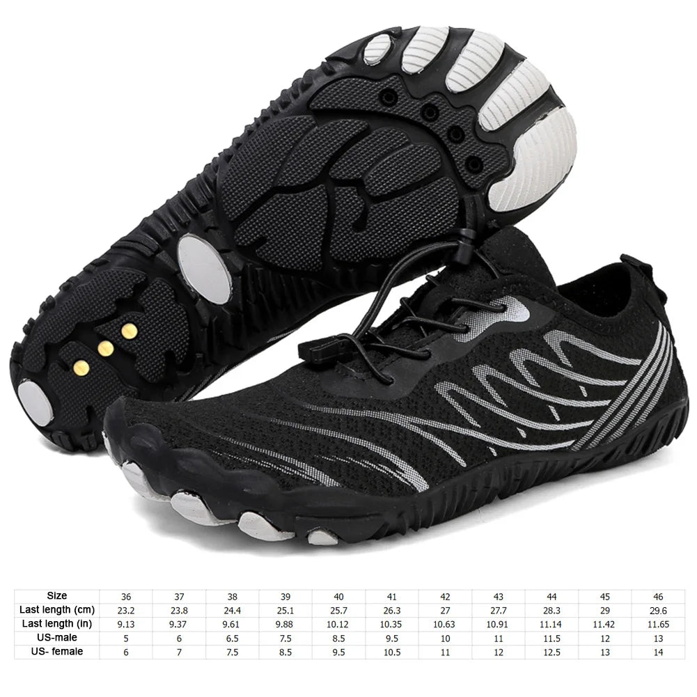 Unisex Man Woman Water Shoes Anti-Non Slip Durable Black Water Barefoot Soft Sole Light Breathable Sport Outdoor Walk Running