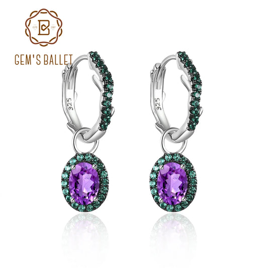 Christmas Design Amethyst Brambles Gemstone Earrings Sets For Women Solid 925 Sterling Silver