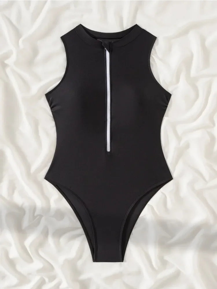 2025 Solid Sleeveless Swimwear Women Sexy Push Up One Piece Swimsuit Monokini Lady Brazilian Beach Bathing Suit