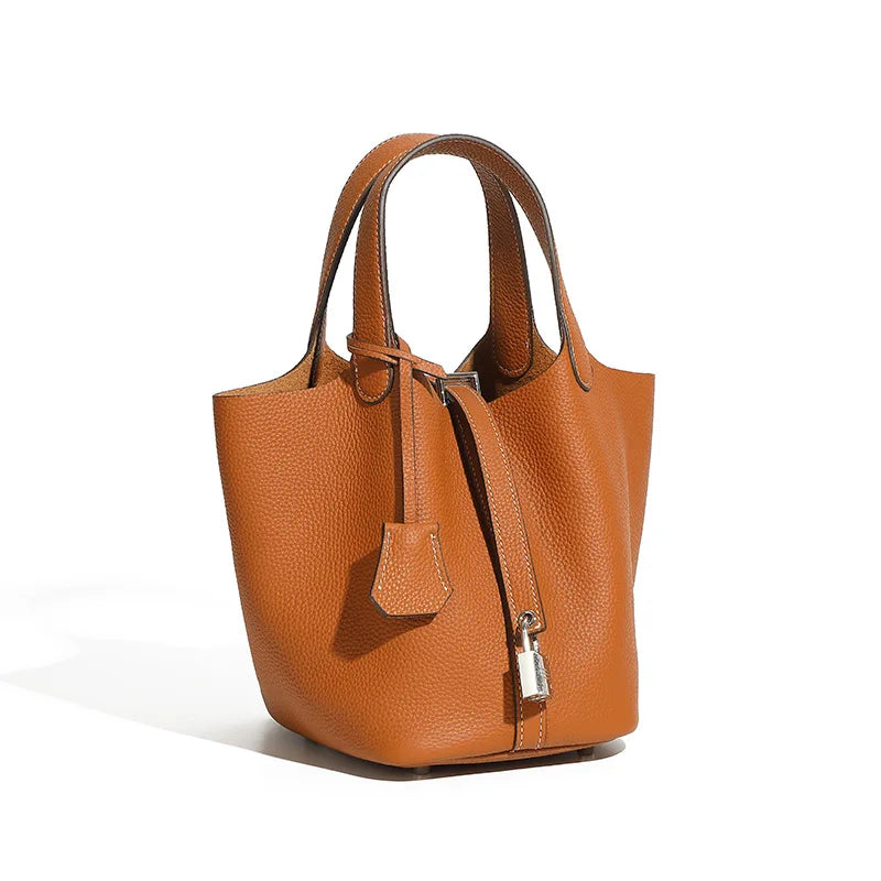 Bag 2025 new bucket cabbage basket women's bag leather handbag