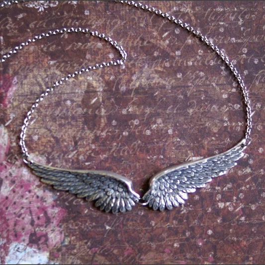 Vintage Angel Wings Feather Choker Big Pendant Aesthetic Link Chains Statement Necklace for Women Collar Gift